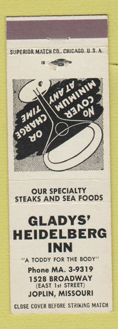 Matchbook Cover - Gladys' Heidelberg Inn Joplin MO