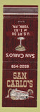 Matchbook Cover - San Carlo's York PA restaurant