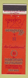 Matchbook Cover - Hartman Restaurant Chicago IL
