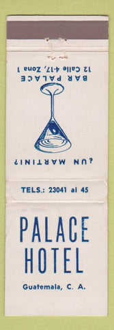 Matchbook Cover - Palace Hotel Guatemala Martini WORN