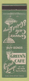 Matchbook Cover - Green's Cafe Butte MT