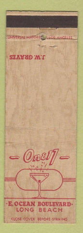 Matchbook Cover - One 17 Long Beach CA bar WEAR