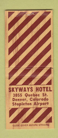 Matchbook Cover - Skyways Hotel Denver Colorado Stapleton Airport BOBTAIL