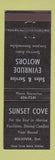 Matchbook Cover - Sunset Cove Bolsover ON Evinrude Boat Motors
