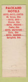 Matchbook Cover - Packard Hotels Mount Vernon Wooster Elyria OH