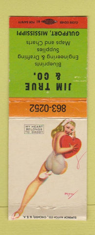 Matchbook Cover - Jim True Blueprints Gulfport MS pinup BOBTAIL