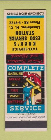 Matchbook Cover - Kuck's Esso oil gas Taxi Lincolnton NC