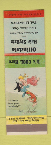 Matchbook Cover - Ollindale Hair Salon Hamilton ON hillbilly