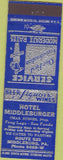 Matchbook Cover - Hotel Middleburger Middleburg PA