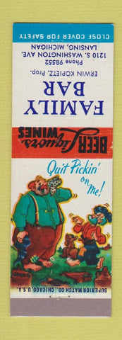 Matchbook Cover - Family Bar Lansing MI hillbilly #1