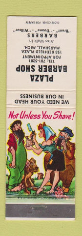 Matchbook Cover - Plaza Barber Shop Marshall MI hillbilly