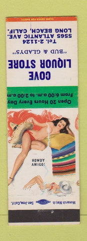 Matchbook Cover - Cove Liquor Store Long Beach CA pinup
