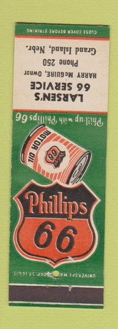 Matchbook Cover - Larsen's Phillips 66 oil gas Grand Island NE low phone #