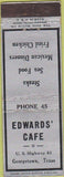 Matchbook Cover - Edwards' Cafe Georgetown TX Fried Chicken Mexican food