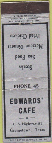 Matchbook Cover - Edwards' Cafe Georgetown TX Fried Chicken Mexican food