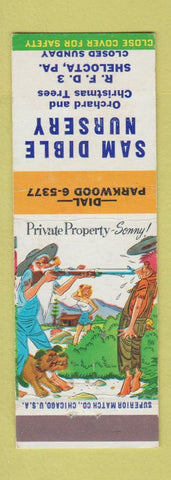 Matchbook Cover Sam Dible Nursery Shelocta PA hillbilly orchard Christmas trees