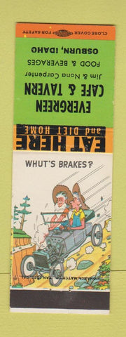 Matchbook Cover - Evergreen Cafe Tavern Osburn ID hillbilly