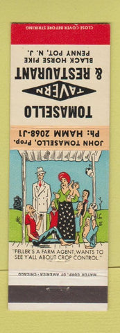 Matchbook Cover - Tomasello Tavern Restaurant Penny Pot NJ hillbilly