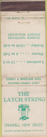 Matchbook Cover - The Latch String Oradell NJ WORN