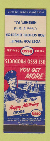 Matchbook Cover - Esso oil gas Clever Ernst Election Hershey PA