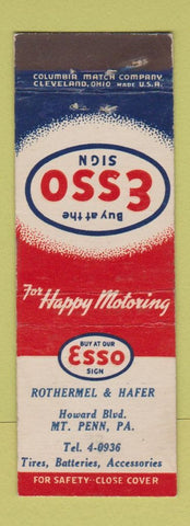 Matchbook Cover - Esso oil gas Mount Penn PA WEAR