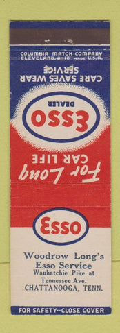 Matchbook Cover - Esso oil gas Woodrow Long's Chattanooga TN