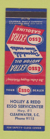 Matchbook Cover - Holley Redd Esso oil gas Clearwater SC