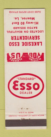 Matchbook Cover - Lakeside Esso oil gas Monroe LA