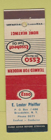 Matchbook Cover - Esso oil gas E Lester Pfeiffer Broadalbin NY