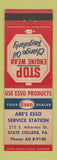 Matchbook Cover - Abe's Esso oil gas State College PA