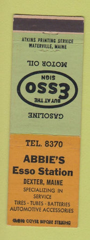 Matchbook Cover - Abbie's Esso oil gas Dexter ME