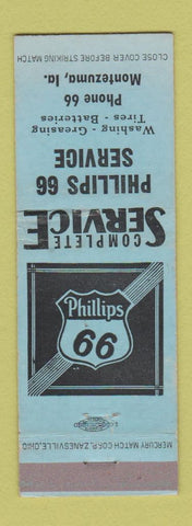 Matchbook Cover - Phillips 66 oil gas Montezuma IA low phone #