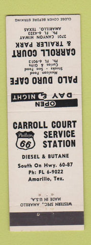 Matchbook Cover - Palo Duro Cafe Amarillo TX Phillips 66 oil gas