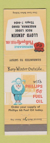 Matchbook Cover - Lloyd Jensen Rock Lodge Phillips 66 oil gas Hagerman ID