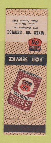 Matchbook Cover - Phillips 66 oil gas Vikes Racine WI