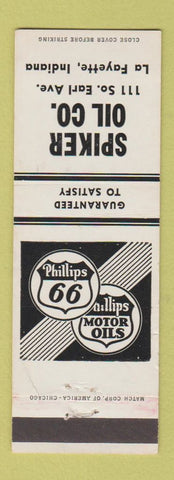 Matchbook Cover - Spiker Phillips 66 oil gas La Fayette IN Lafayette