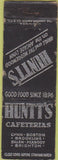 Matchbook Cover - Huntt's Grill Lynn Boston Salem Peabody Brighton MA WORN