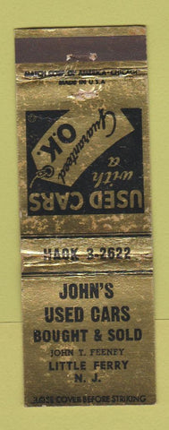 Matchbook Cover - John's Used Cars Little Ferry NJ POOR