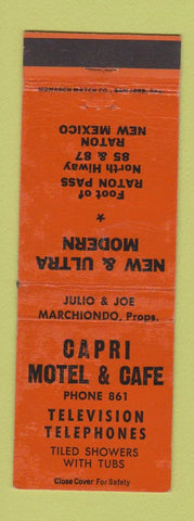 Matchbook Cover - Capri Motel Cafe Raton NM WORN low phone #