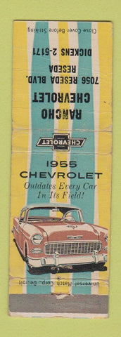 Matchbook Cover - 1955 Chevrolet Reseda CA WORN