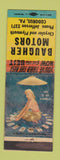 Matchbook Cover - Baugher Motors Codorus PA pinup POOR