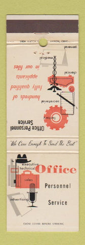 Matchbook Cover - Office Personnel Service temp work Akron Toledo OH