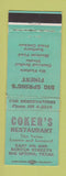Matchbook Cover - Coker's Restaurant Big Spring TX