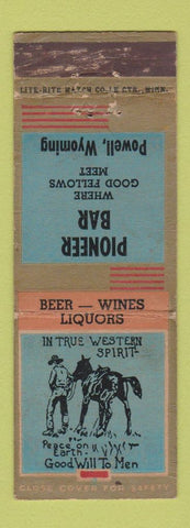 Matchbook Cover - Pioneer Bar Powell WY WEAR