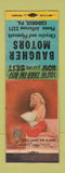Matchbook Cover - Baugher Motors Codorus PA pinup POOR