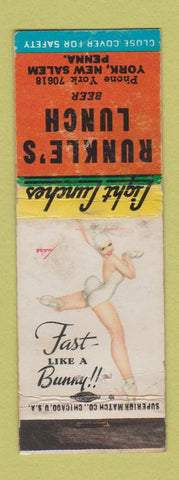 Matchbook Cover - Runkle's Lunch York New Salem PA pinup WEAR