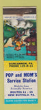 Matchbook Cover - Pop and Mom's Mobil oil gas New Buffalo PA Duncannon