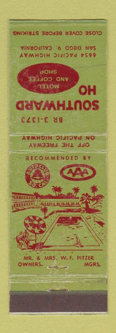 Matchbook Cover - Southward Ho Motel San Diego CA WEAR