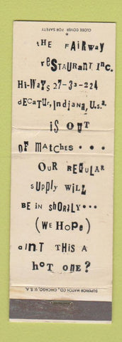 Matchbook Cover - Fairway Restaurant Decatur IN WEAR