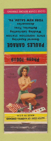 Matchbook Cover - Paules Garage York New Salem PA pinup WEAR